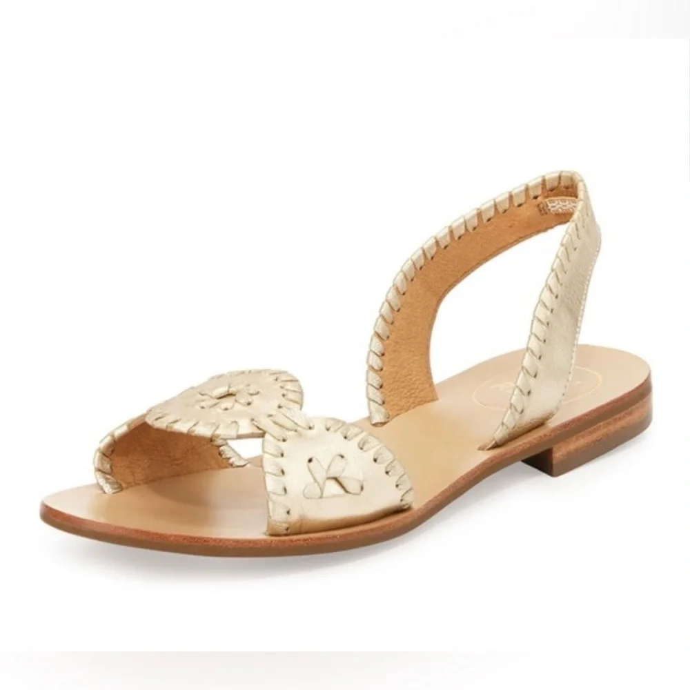 Jack Rogers Cream Leather Sandals - Picture 1 of 6